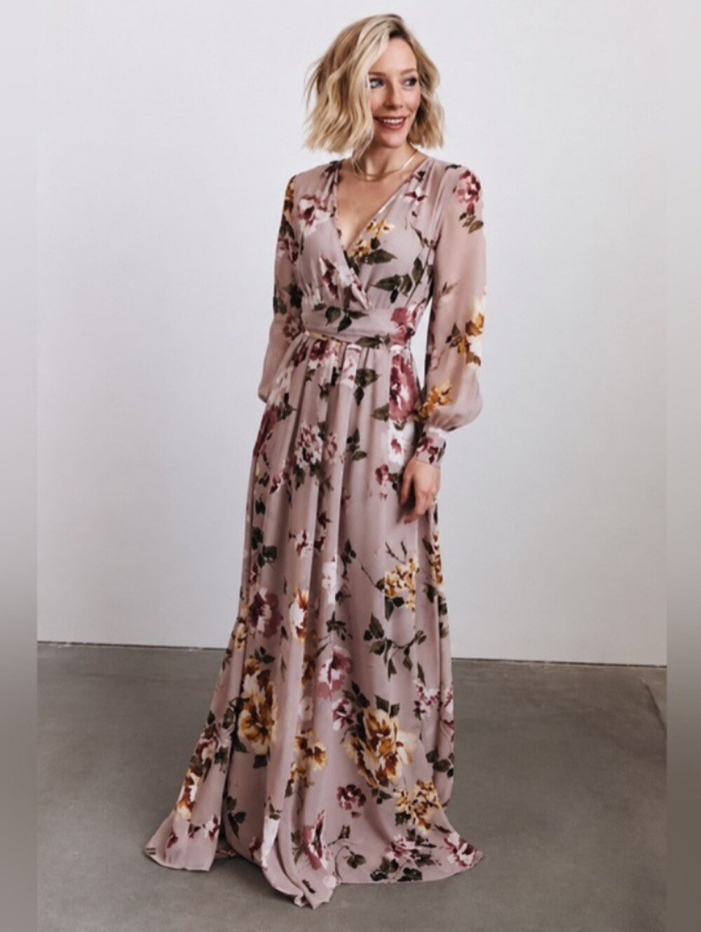 Baltic Born Lydia Floral Blush Mauve Maxi Dress Formal Wedding Modest XL